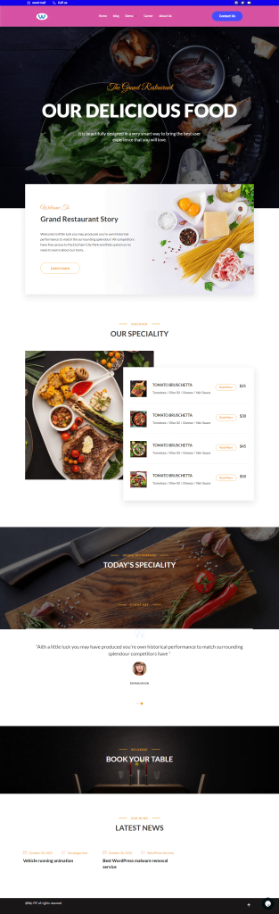 Food resturant ecommerce website demo, wordpress shopfy website design and development