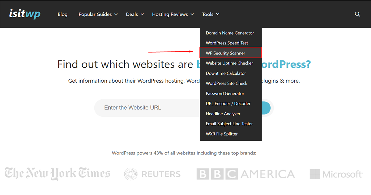 click wp security scanner on isitwp for WordPress malware protection