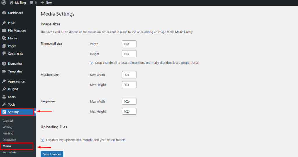 image size for WordPress malware protection