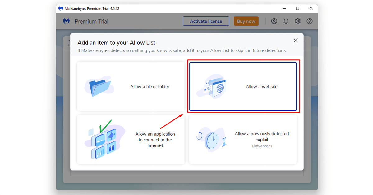 select your item on Malwarebytes for WordPress malware protection