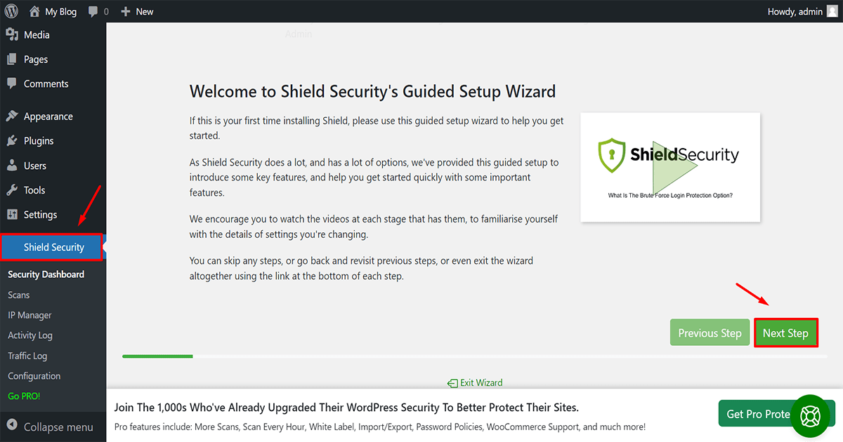 start configuring on shield security plugin for WordPress malware protection