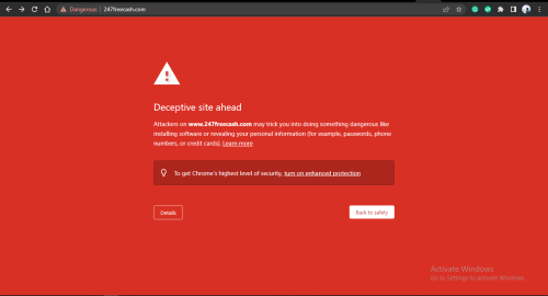 Google red screen warning removal